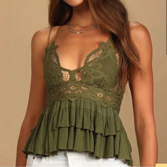 Free People Adella Cami Size XSMALL in Olive - Picture 2 of 9
